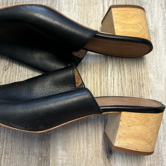 Madewell Black Leather Mules Block Heel - Picture 11 of 11
